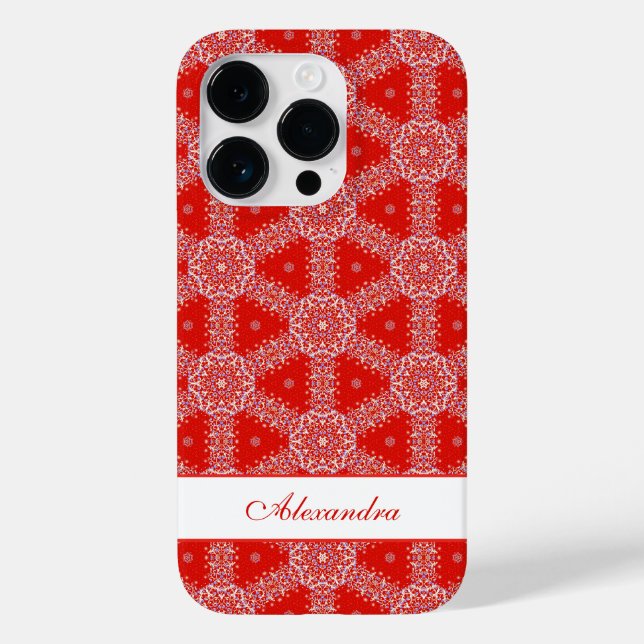 Funda De Case-Mate Para iPhone Navidades Patrón copo de nieve Rojo personalizado (Reverso )
