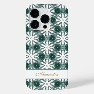 Funda Para iPhone 14 Pro De Case-Mate Navidades Patrón de copos de nieve Verde personali