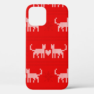 Funda Para iPhone 12 Navidades patrones cruzados de los gatos en el amo