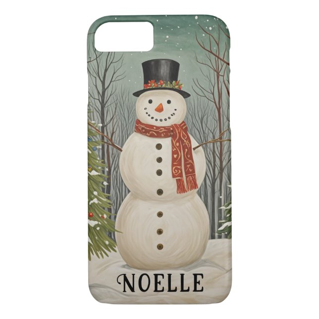 Funda De Case-Mate Para iPhone Navidades personalizados de la escena nevada de Fr (Reverso)
