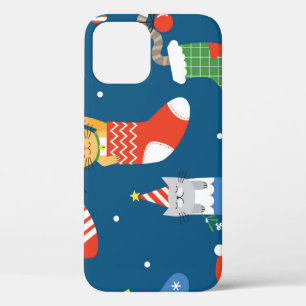 Funda Para iPhone 12 Navidades Personalizados Gatos Patrón Cuto
