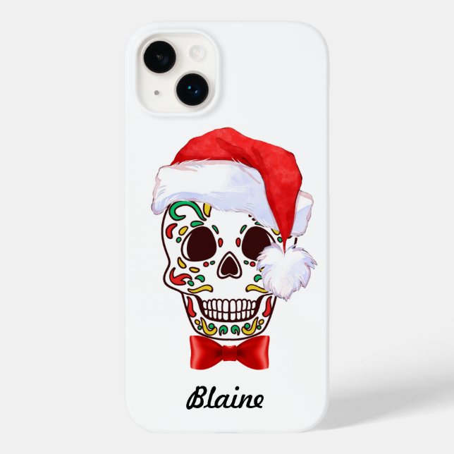 Funda De Case-Mate Para iPhone Navidades personalizados Santa Sugar Skull (Reverso )