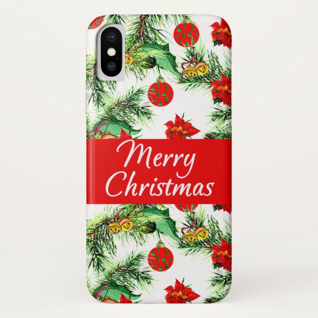 Funda De Case-Mate Para iPhone Navidades Poinsettia Pattern iPhone X Funda (Reverso)