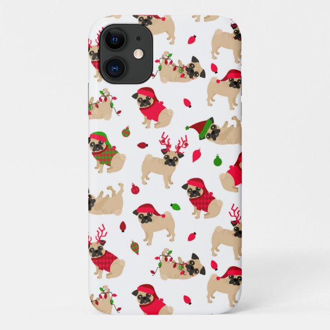 Funda De Case-Mate Para iPhone Navidades Pugs White (Reverso)