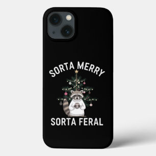 Funda Para iPhone 13 Navidades Raccoon Sorta Merry Sorta Feral Xmas
