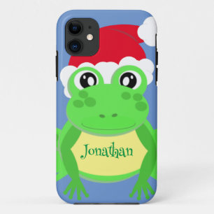 Funda Para iPhone 11 Navidades Rana Santa Hat Novedad Azul
