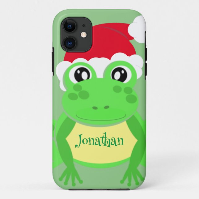 Funda De Case-Mate Para iPhone Navidades Rana Santa Hat Novedad Verde (Reverso)