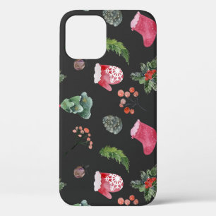 Funda Para iPhone 12 Navidades Reindeer: Patrón de color de agua sin fo