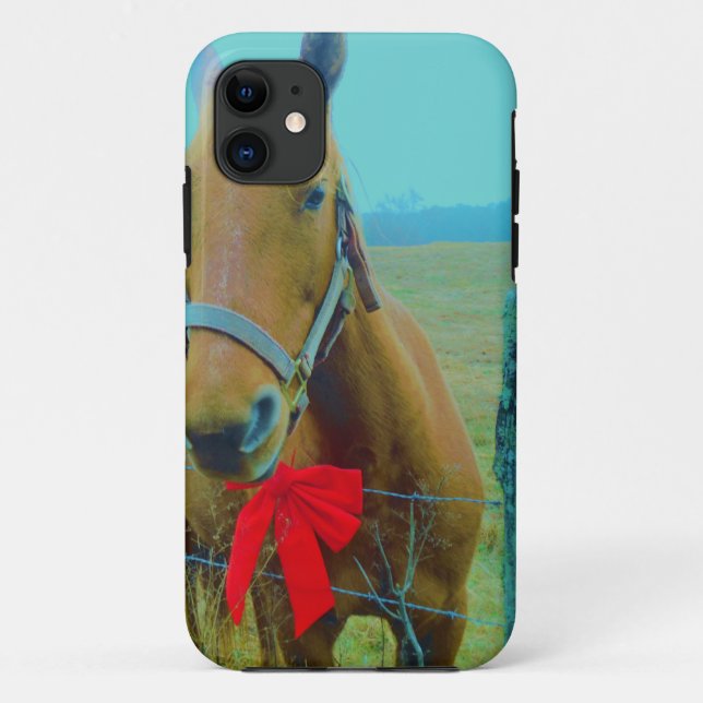 Funda De Case-Mate Para iPhone navidades retro Caballo (Reverso)