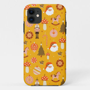 Funda Para iPhone 11 Navidades Retro Patrón de caballos de choque de Sa