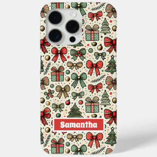 Funda Para iPhone 15 Pro Max Navidades Retro Vintage Patrón de puntos de polka