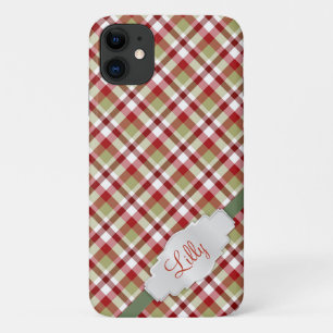 Funda Para iPhone 11 Navidades Rojo Verde Blanco Tapado Con Monograma