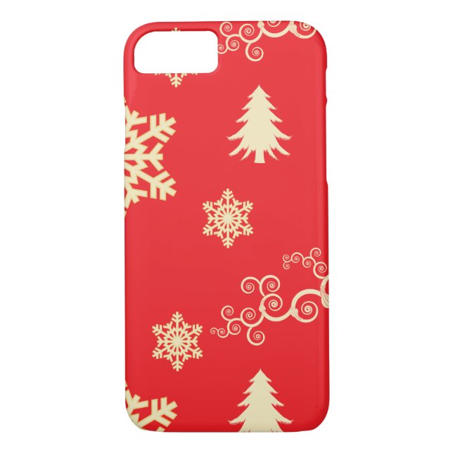 Funda De Case-Mate Para iPhone Navidades rojos con copos de nieve con crema (Reverso)