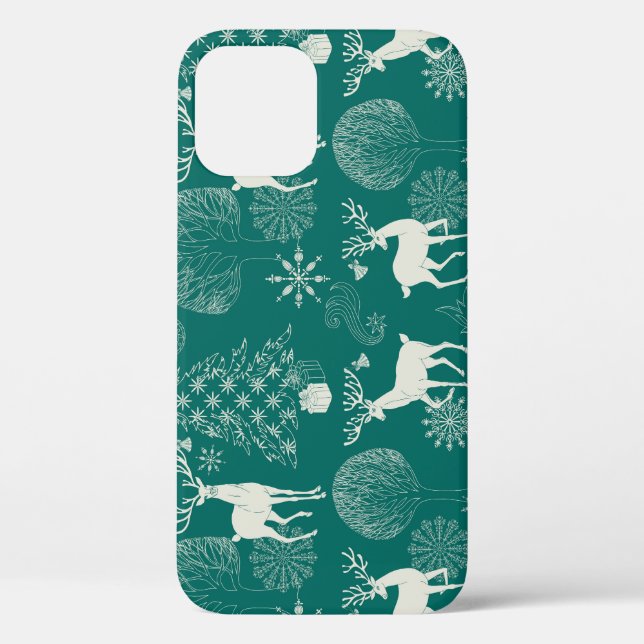 Funda De Case-Mate Para iPhone Navidades rojos festivos, bosque invernal. (Reverso )