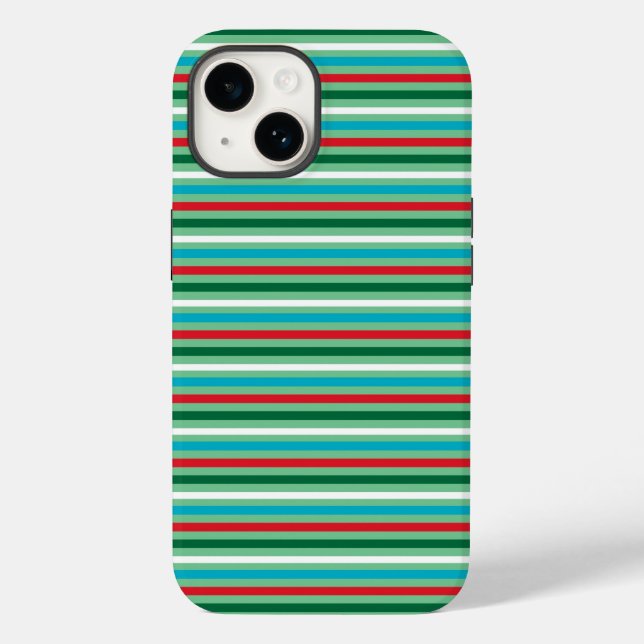 Funda De Case-Mate Para iPhone Navidades rojos y verdes tiras estuche de teléfono (Reverso )