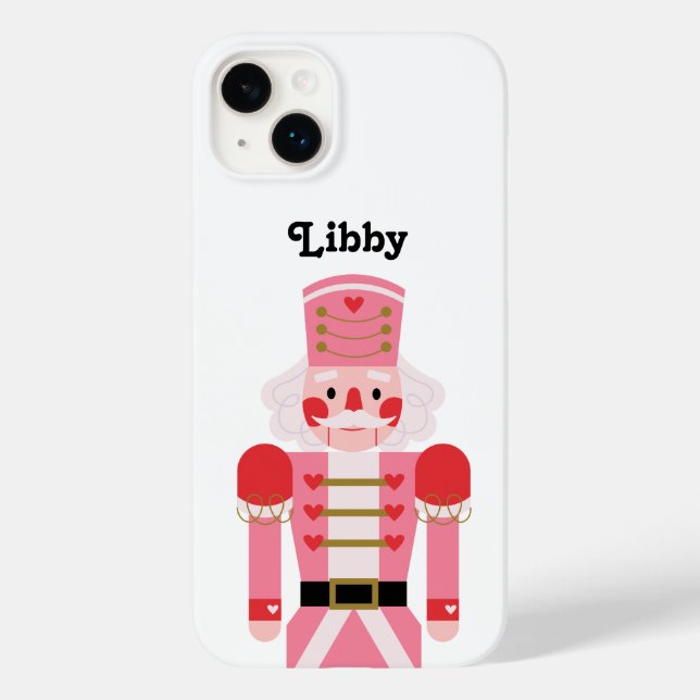 Funda De Case-Mate Para iPhone Navidades rosados personalizados Nutcracker White (Reverso )