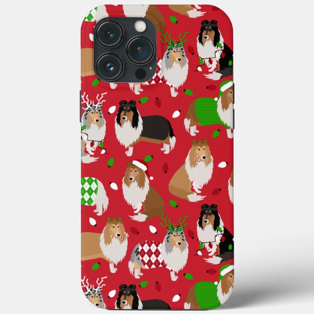 Funda De Case-Mate Para iPhone Navidades Rough Collie (Reverso )
