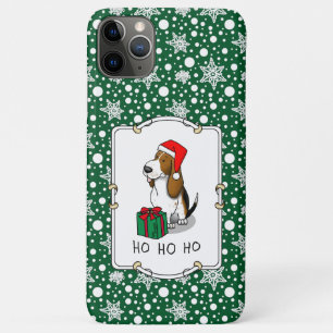 Funda Para iPhone 11 Pro Max Navidades Santa Basset Hound (tri color 1) Cute