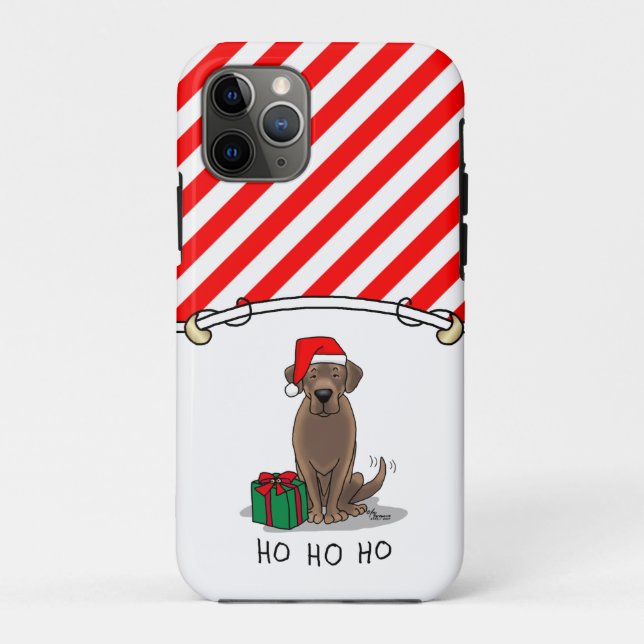 Funda De Case-Mate Para iPhone Navidades Santa Chocolate Labrador Retriever Cute (Reverso)