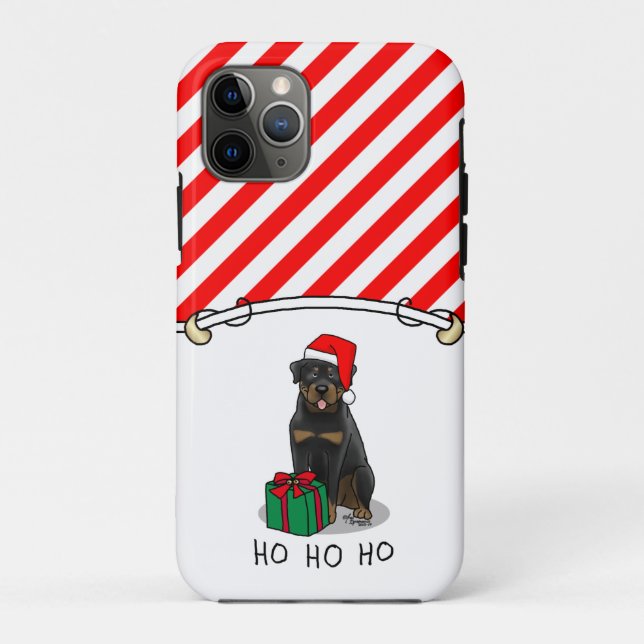 Funda De Case-Mate Para iPhone Navidades Santa Claus Gorra Rottweiler Dog Funny (Reverso)