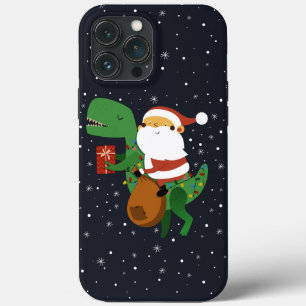 Funda Para iPhone 13 Pro Max Navidades Santa Claus T-rex Dinosaur Sleigh