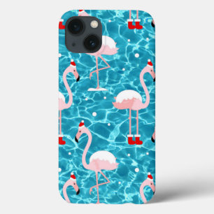 Funda Para iPhone 13 navidades santa flamingo