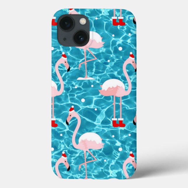Funda De Case-Mate Para iPhone navidades santa flamingo (Reverso)