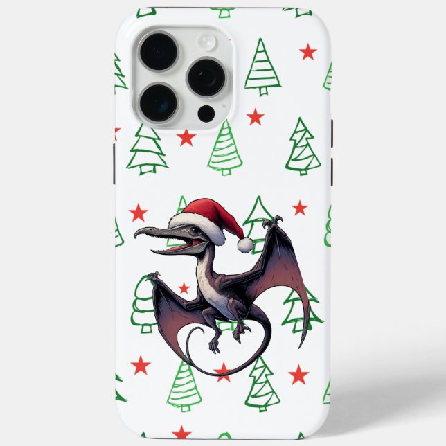 Funda De Case-Mate Para iPhone Navidades Santa hat pterodáctilo (Reverso )
