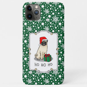 Funda Para iPhone 11 Pro Max Navidades Santa Hat Pug Dog (flor claro) Cute