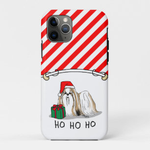 Funda Para iPhone 11 Pro Navidades Santa Hat Shih Tzu (blanco moreno) Perro