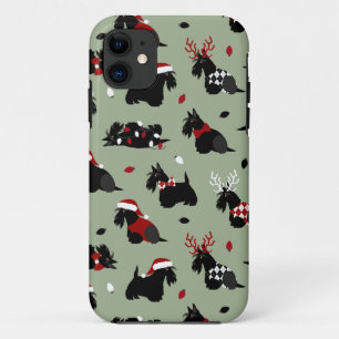 Funda Para iPhone 11 Navidades Scottish Terrier Green