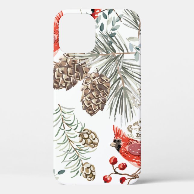 Funda De Case-Mate Para iPhone Navidades sin soldadura, pájaros cardinales, rojo (Reverso )