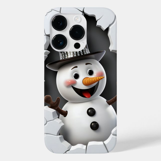 Funda De Case-Mate Para iPhone navidades Snowman de 3D (Reverso )