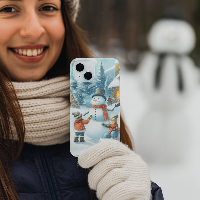 Funda De Case-Mate Para iPhone Navidades / Snowman temporada invernal (Winter magic in your hands  Cozy up with this festive snowman phone case where art meets the snowy)