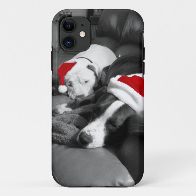 Funda De Case-Mate Para iPhone navidades somnolientos cachorros pitbull adorable  (Reverso)