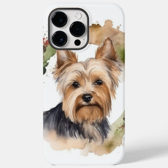Funda De Case-Mate Para iPhone Navidades Terrier de Yorkshire Wreath Festimes Pup (Reverso )