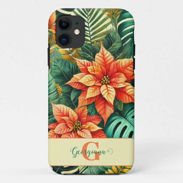 Funda De Case-Mate Para iPhone Navidades tropicales vibrantes personalizados Poin (Reverso)
