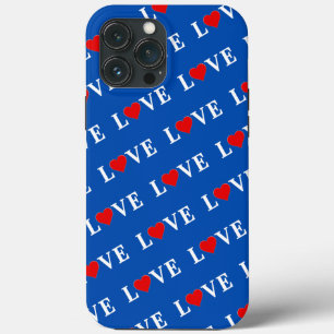 Funda Para iPhone 13 Pro Max Navy Blue LOVE Heart Elegant Retro