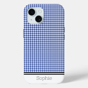 Funda Para iPhone 15 Navy Gingham Personalizado Samsung