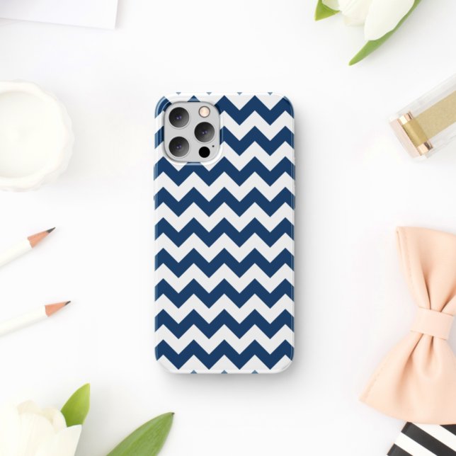 Funda De Case-Mate Para iPhone Navy Zigzag, Navy Chevron, patrón geométrico (Subido por el creador)