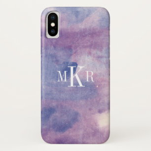 Funda Para iPhone X Neblina púrpura II del monograma el