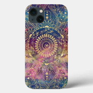 Funda Para iPhone 13 Nebulosa de color dorado Mandala