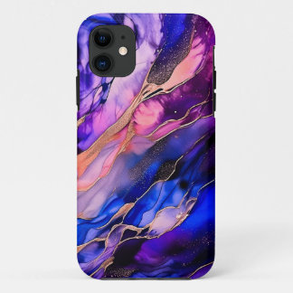 Funda Para iPhone 11 Nebulosa del espacio púrpura en tinta de alcohol