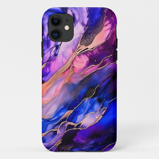 Funda De Case-Mate Para iPhone Nebulosa del espacio púrpura en tinta de alcohol (Reverso)