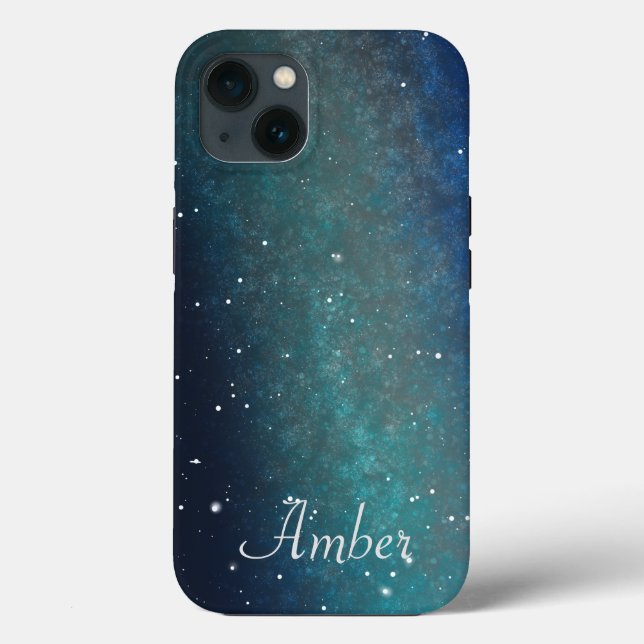 Funda De Case-Mate Para iPhone Nebulosa Espacio Galaxia Cielo Nocturno Verde Pers (Reverso )