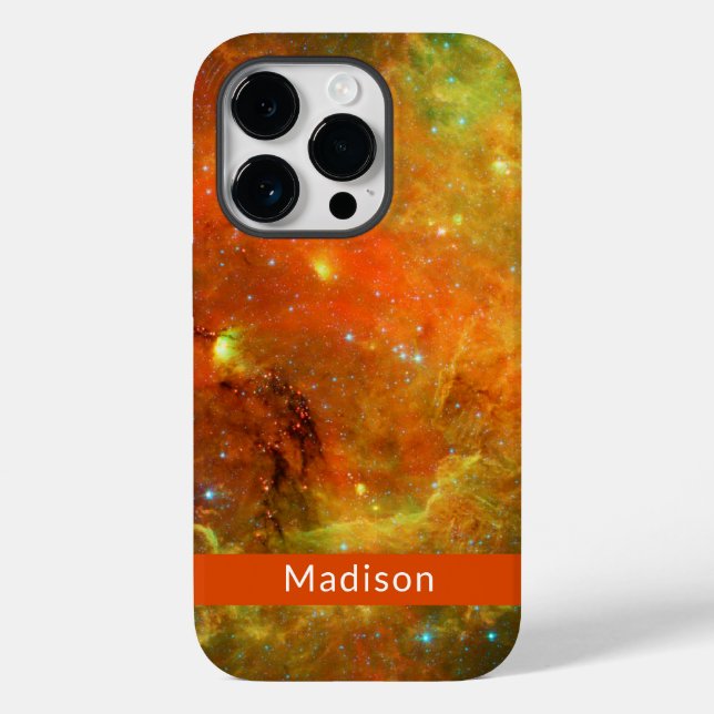 Funda De Case-Mate Para iPhone Nebulosa Naranja Norteamérica Verde Tu nombre (Reverso )