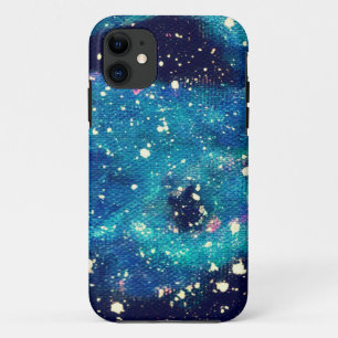 Funda Para iPhone 11 Nebulosa verde azulada y estrellas