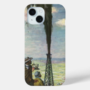 Funda Para iPhone 15 Negocio Antiguo, Pozo de Petróleo que Brota con Tr