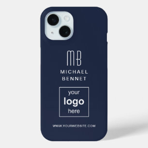 Funda Para iPhone 15 Negocio con logotipo de Personalizado azul de la M