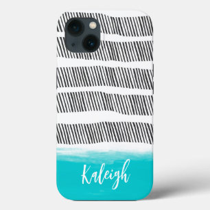 Funda Para iPhone 13 negrita en blanco y negro con diseño de patrón tur